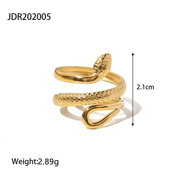 Wholesale Stainless Steel Snake Ring With Geometric Design And Electroplating For Women