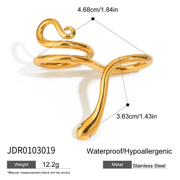 Wholesale Stainless Steel Snake Shaped Finger Ring With White Zirconium Eyes Electroplated Jewelry Geometric And Animal Style