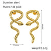 Wholesale 316L Stainless Steel Snakeshaped Earrings 18K Gold Plated Animal Style