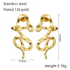 Wholesale 316L Stainless Steel Snakeshaped Earrings 18K Gold Plated Animal Style