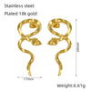 Wholesale 316L Stainless Steel Snakeshaped Earrings 18K Gold Plated Animal Style