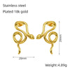 Wholesale 316L Stainless Steel Snakeshaped Earrings 18K Gold Plated Animal Style