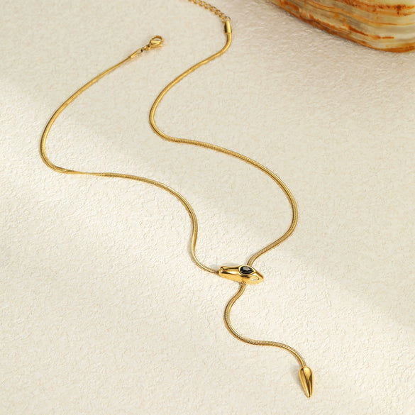 Wholesale Stainless Steel Snakeshaped Geometric Necklace With Electroplating For Women