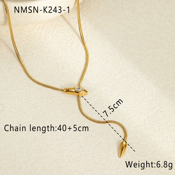 Wholesale Stainless Steel Snakeshaped Geometric Necklace With Electroplating For Women