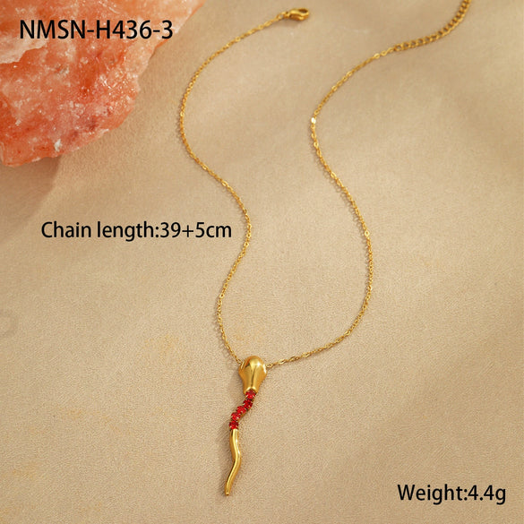 Wholesale Stainless Steel Snakeshaped Necklace With Zircon Inlay Electroplated Geometric Design For Women