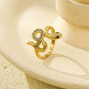 Wholesale Stainless Steel Snakeshaped Ring With Zircon Electroplated For Women