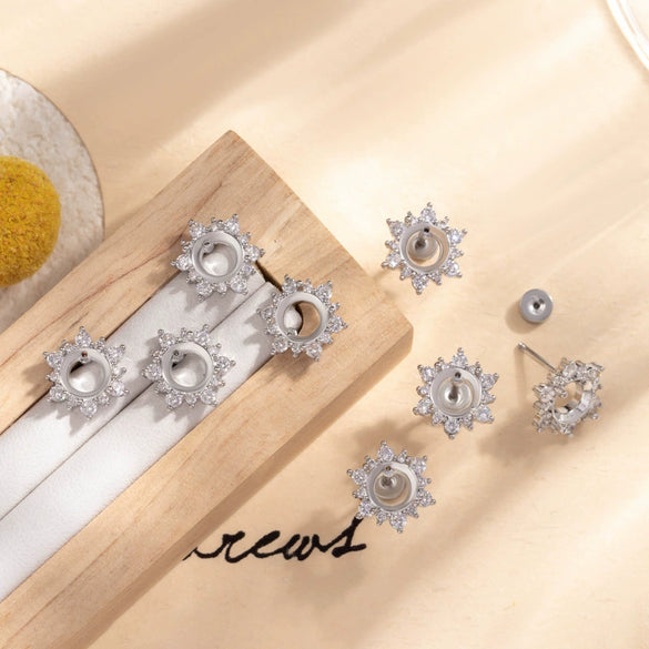 Wholesale Stainless Steel Snowflake Ear Nail Fashion Natural Style Polishing Diy Hand Earrings Accessories