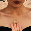 Wholesale Stainless Steel Snowflake Earrings Ring Necklace Suit With Imported Czech Rhinestone And 18K True Gold Color Electroplating For Women