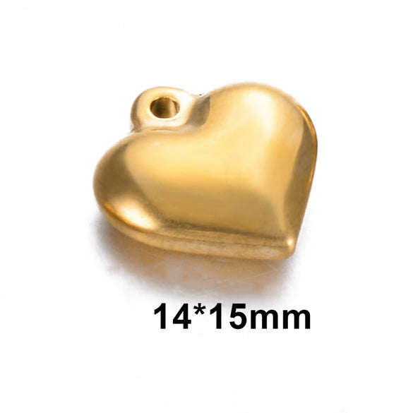 Wholesale Stainless Steel Solid Heart Pendant Diy Jewelry Accessories For Necklace And Bracelet With Electroplating Treatment