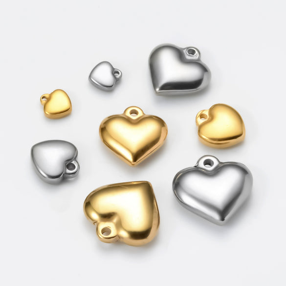 Wholesale Stainless Steel Solid Heart Pendant Diy Jewelry Accessories For Necklace And Bracelet With Electroplating Treatment