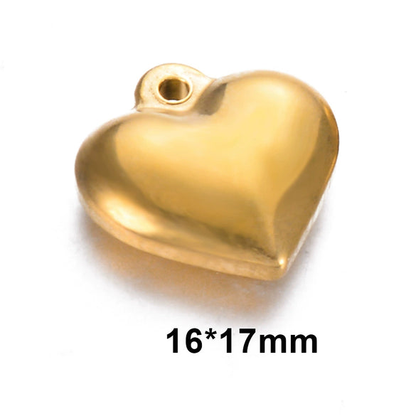 Wholesale Stainless Steel Solid Heart Pendant Diy Jewelry Accessories For Necklace And Bracelet With Electroplating Treatment