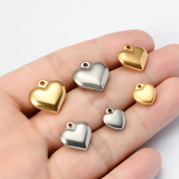 Wholesale Stainless Steel Solid Heart Pendant Diy Jewelry Accessories For Necklace And Bracelet With Electroplating Treatment