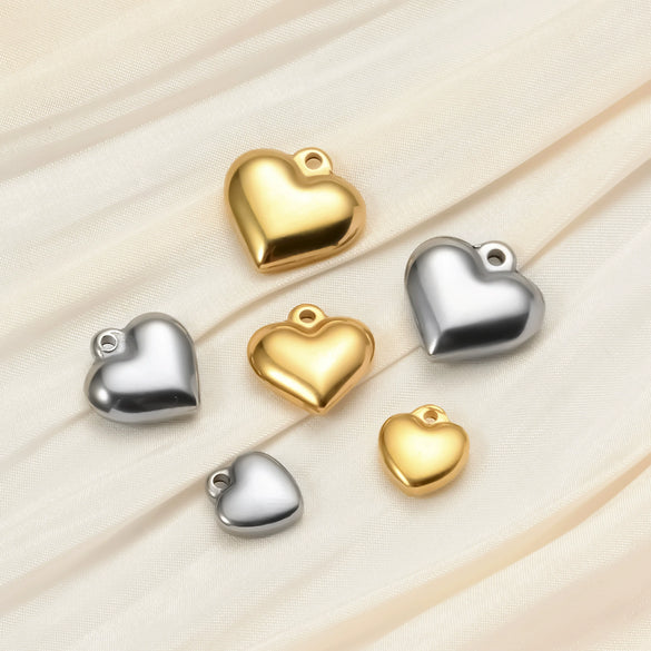 Wholesale Stainless Steel Solid Heart Pendant Diy Jewelry Accessories For Necklace And Bracelet With Electroplating Treatment