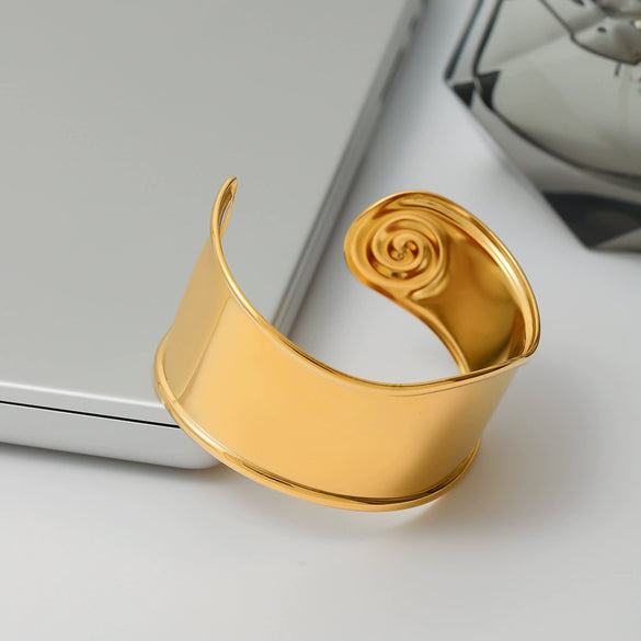 Wholesale Stainless Steel Spiral Smooth Opening Electroplated Jewelry Quiet Design Fashion Bracelet