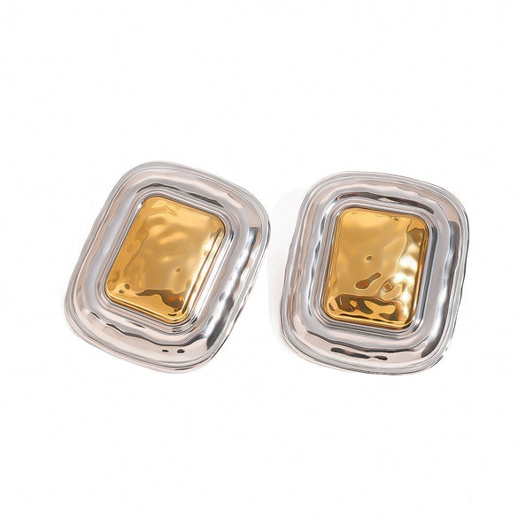 Wholesale Stainless Steel Square Geometric Electroplated Earrings For Women