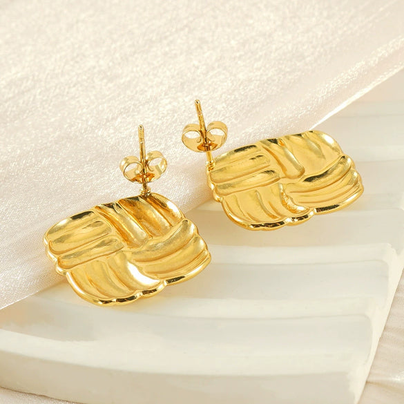 Wholesale 316L Stainless Steel Square Geometric Electroplated Women's Earrings