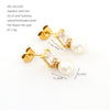 Wholesale Stainless Steel Square Geometric Ins Style Earrings With Natural Freshwater Pearl And 18K Gold Zircon For Women