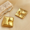 Wholesale Stainless Steel Square Heart Texture Electroplated Earrings Jewelry