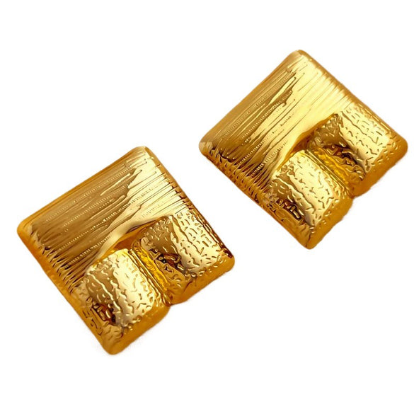Wholesale Stainless Steel Square Heart Texture Electroplated Earrings Jewelry