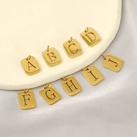 Wholesale Stainless Steel Square Hollow Letter Pendant Necklace Cutting Process Fashion Style