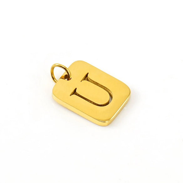 Wholesale Stainless Steel Square Hollow Letter Pendant Necklace Cutting Process Fashion Style