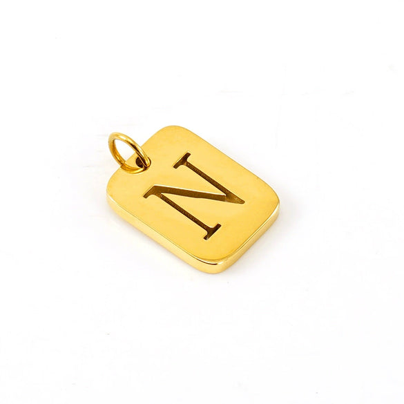 Wholesale Stainless Steel Square Hollow Letter Pendant Necklace Cutting Process Fashion Style