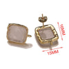 Wholesale Stainless Steel Square Open Ring Natural Stone Earrings 18K Gold Plated Electroplated Fashion Accessories
