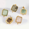 Wholesale Stainless Steel Square Open Ring Natural Stone Earrings 18K Gold Plated Electroplated Fashion Accessories