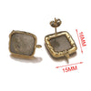 Wholesale Stainless Steel Square Open Ring Natural Stone Earrings 18K Gold Plated Electroplated Fashion Accessories