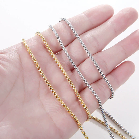 Wholesale Stainless Steel Square Pearl Keel Chain Necklace Jewelry Accessories With Electroplating Simple Geometric Style
