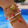 Wholesale Stainless Steel Stacked Pearl Bracelet With Geometric Pattern Electroplated Light Luxury High End Women's Jewelry