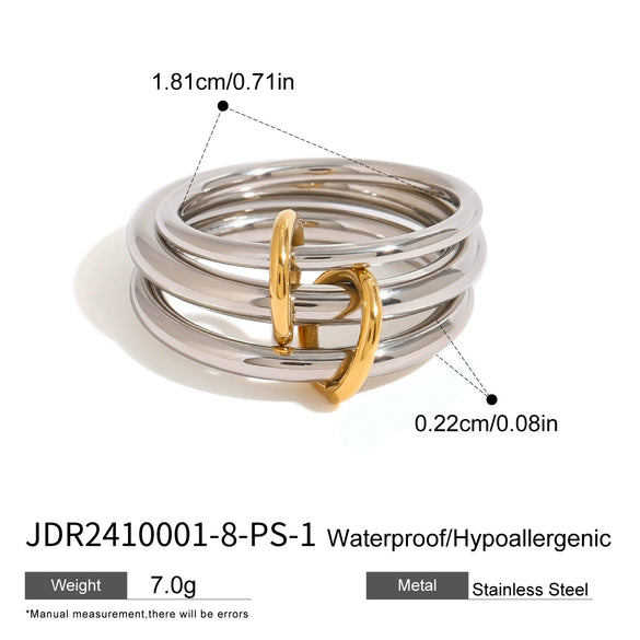 Wholesale Stainless Steel Stacked Ring With Geometric Design Electroplated Hand Jewelry For Women