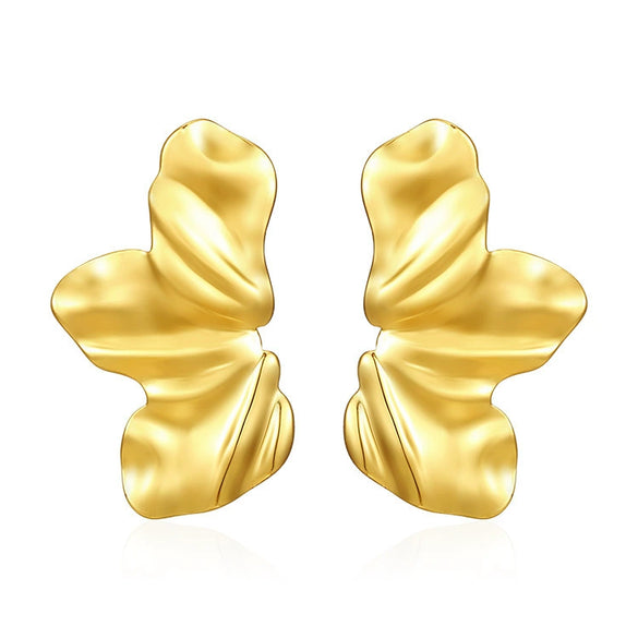 Wholesale Stainless Steel Stamped Flower Petal Earrings For Women Light Luxury Style