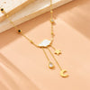 Wholesale Stainless Steel Star And Drop Shape Long Tassel Necklace With Electroplating For Women Fashion Accessories