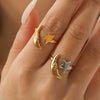 Wholesale Stainless Steel Star And Geometric Open Ring Women's Jewelry With Gold And Silver Color Matching And Electroplating