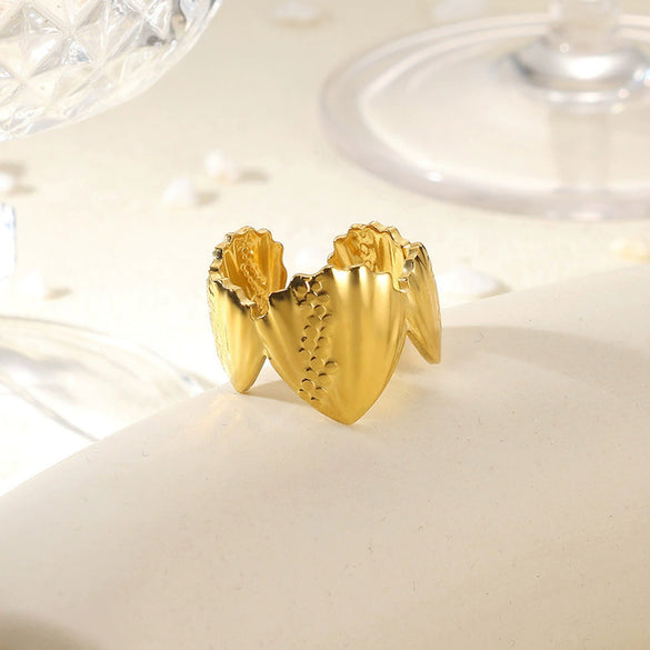 Wholesale Stainless Steel Star And Leaf Geometric Open Ring For Women Hip Hop Style With Electroplating