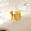 Wholesale Stainless Steel Star And Leaf Geometric Open Ring For Women Hip Hop Style With Electroplating