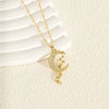Wholesale Stainless Steel Star And Moon Necklace With Mixed Gemstone Setting Electroplating Design For Women