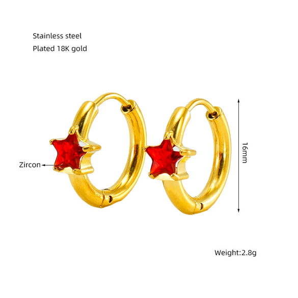 Wholesale 316L Stainless Steel Star And Round Zircon Inlaid Earrings For Women