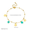 Wholesale Stainless Steel Star Pattern Goldplated Mint Green Stone Pendant Anklet Jewelry For Women