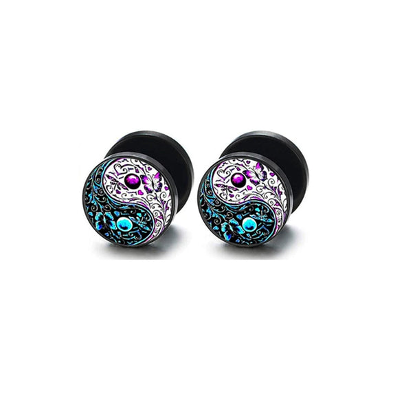 Wholesale Stainless Steel Star Pattern Retro Round Barbell Fashion Personality Ear Clip Earrings For Men And Women