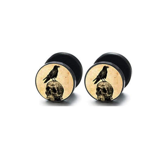 Wholesale Stainless Steel Star Pattern Retro Round Barbell Fashion Personality Ear Clip Earrings For Men And Women