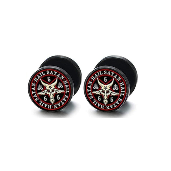 Wholesale Stainless Steel Star Pattern Retro Round Barbell Fashion Personality Ear Clip Earrings For Men And Women