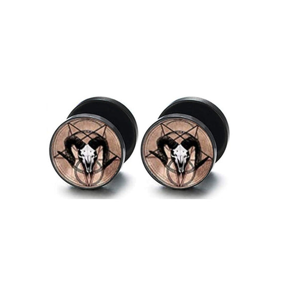 Wholesale Stainless Steel Star Pattern Retro Round Barbell Fashion Personality Ear Clip Earrings For Men And Women