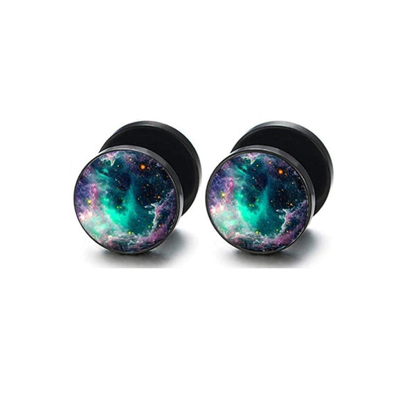 Wholesale Stainless Steel Star Pattern Retro Round Barbell Fashion Personality Ear Clip Earrings For Men And Women