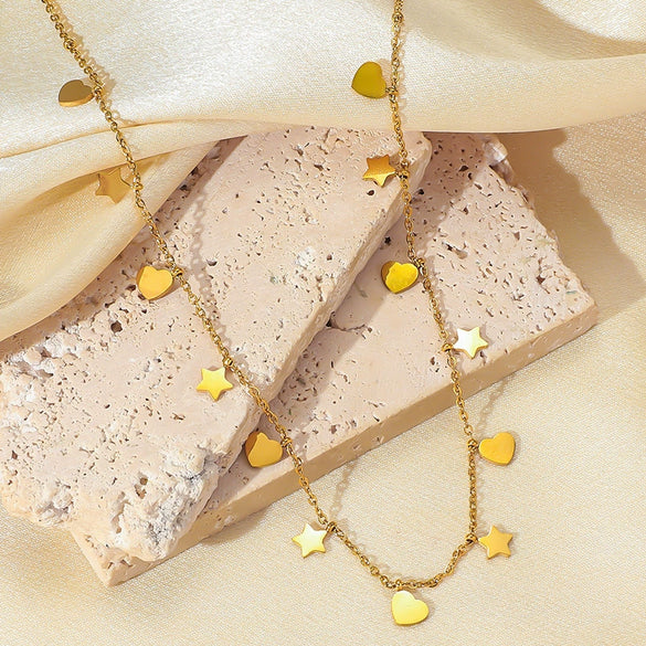 Wholesale Stainless Steel Star Pendant Necklace Electroplated Fashion Simple Accessories For Women