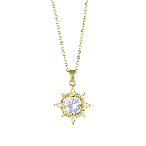 Wholesale Stainless Steel Star Pendant Necklace With Mixed Gem Inlay And Electroplating For Women