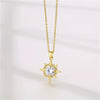 Wholesale Stainless Steel Star Pendant Necklace With Mixed Gem Inlay And Electroplating For Women