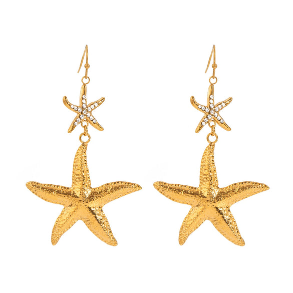 Wholesale Stainless Steel Star Shape Electroplated Women's Marine Earrings