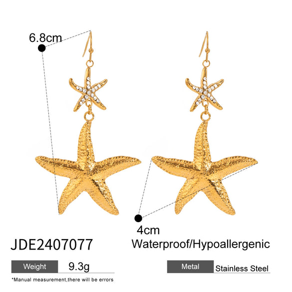 Wholesale Stainless Steel Star Shape Electroplated Women's Marine Earrings